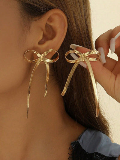 Bowknot Solid Color Drop Earrings