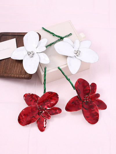 Flower Shape Rhinestone Shiny Earrings Accessories
