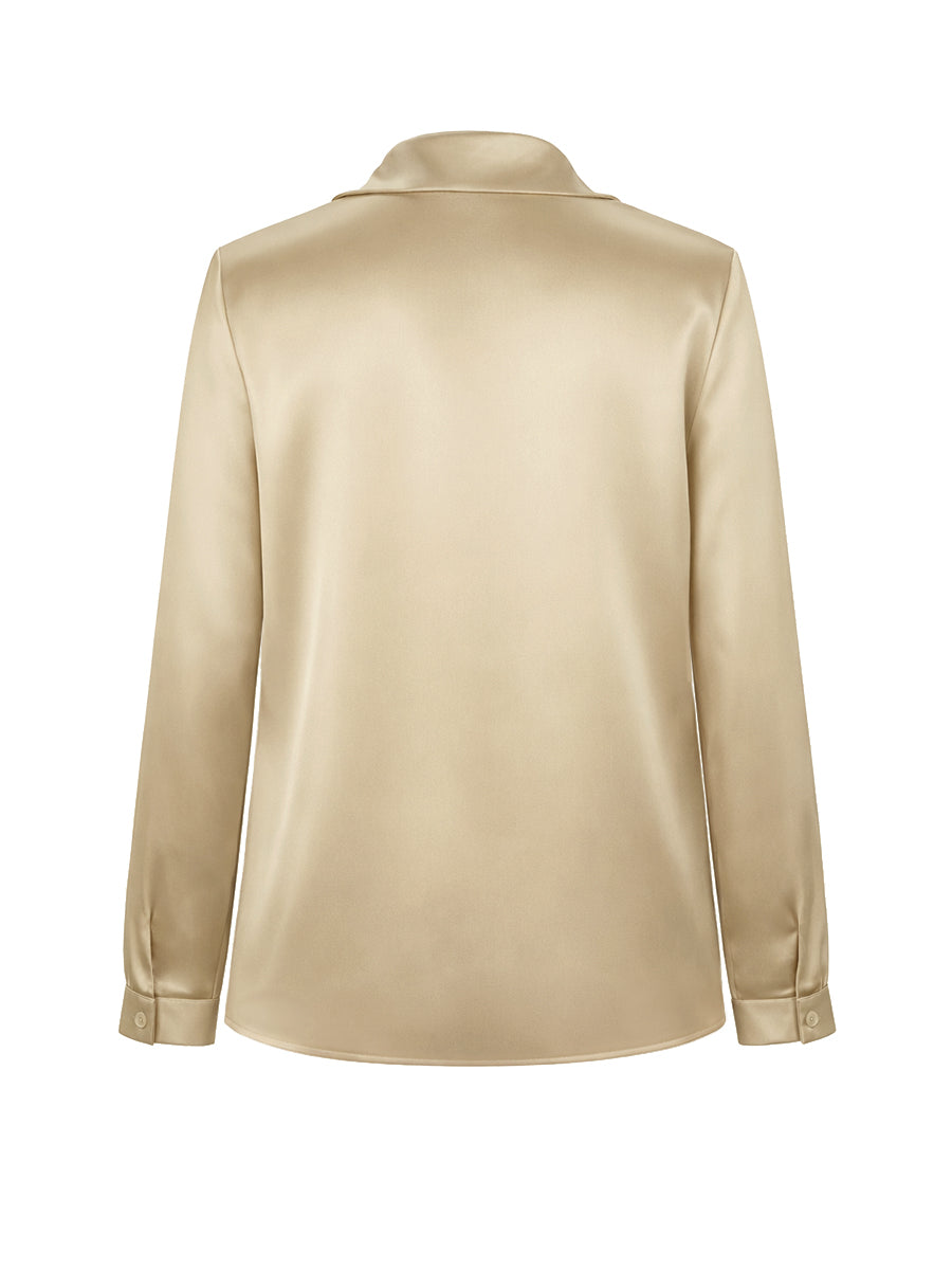 Long Sleeves Loose Solid Color Heaps Collar Blouses&Shirts Tops