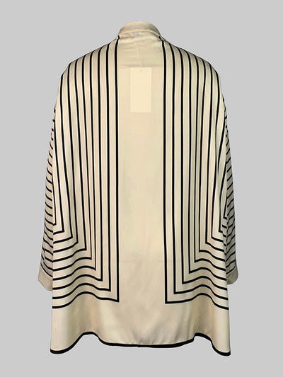 Long Sleeves Loose Buttoned Striped Stand Collar Blouses&Shirts Tops