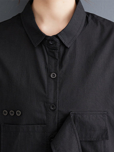 Loose Short Sleeves Solid Color Split-Joint Blouses