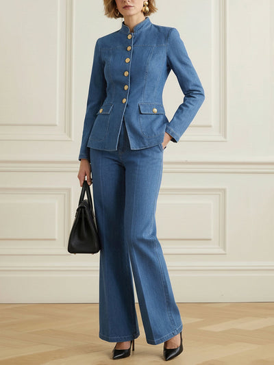 High Waisted Pockets Solid Color Jean Pants Bottoms