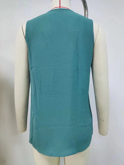Loose Sleeveless Solid Color V-Neck Vest Top