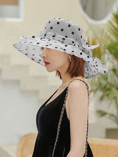 Flower Shape Gauze Polka Dot See-Through Split-Joint Sun Hat