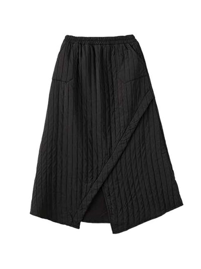 High Waisted Loose Asymmetric Elasticity Pockets Quilted Solid Color Skirts Bottoms