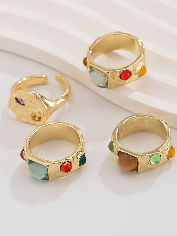 Geometric Rhine Stones Rings Accessories