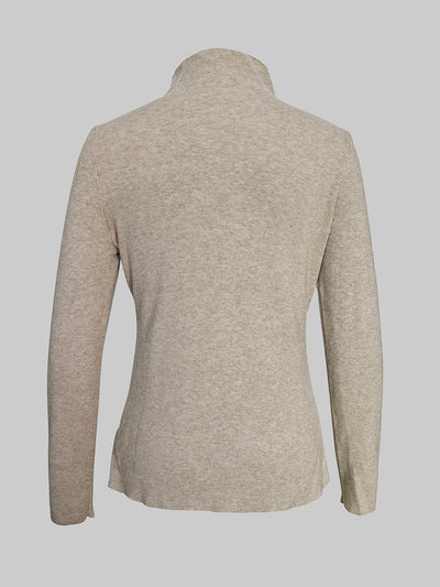 Long Sleeves Pleated Solid Color High Neck Pullovers