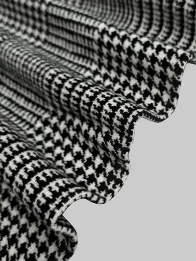 Long Sleeves Loose Asymmetric Houndstooth Plaid Stand Collar Jackets Outerwear