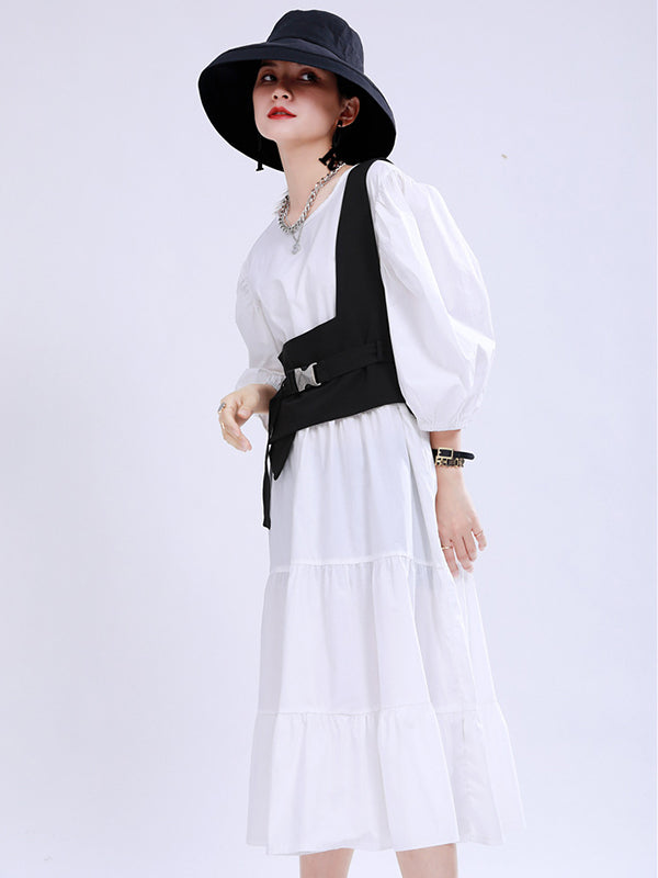 Stylish Belt Buckle Black Vest