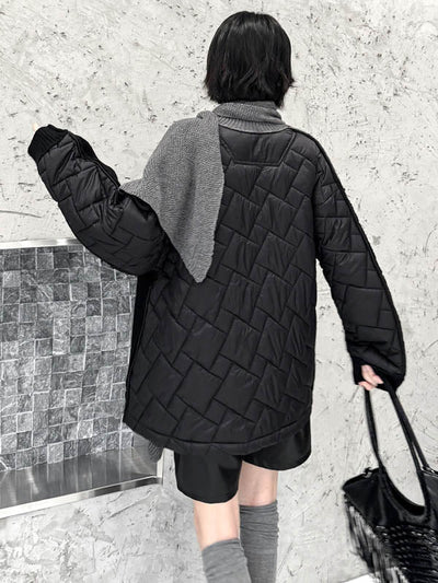 Long Sleeves Loose Buttoned Contrast Color Reversible Split-Joint Collarless Cardigan Tops Outerwear