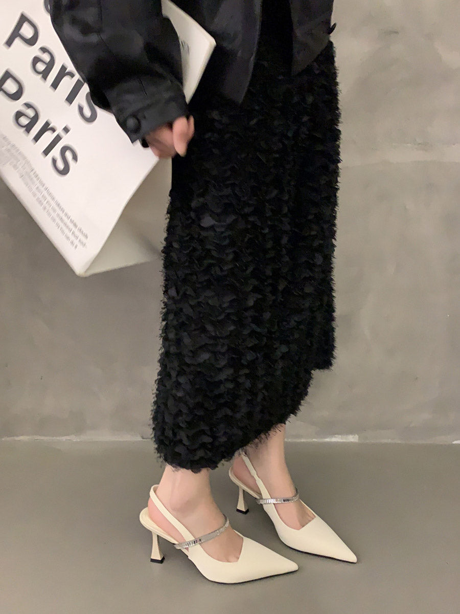 Belted Pointed-Toe Shiny Pumps
