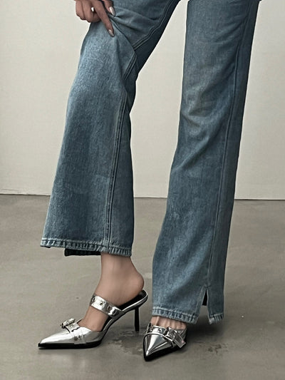 Buckle Pointed-Toe Pumps
