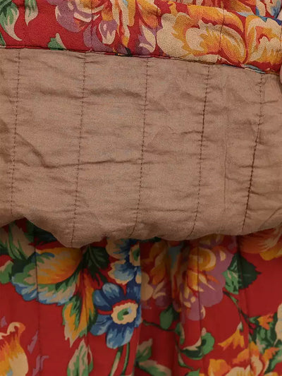 Women Vintage Winter Flower Cotton Padded Suits