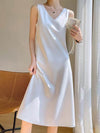 A-Line Loose Solid Color V-Neck Midi Dresses