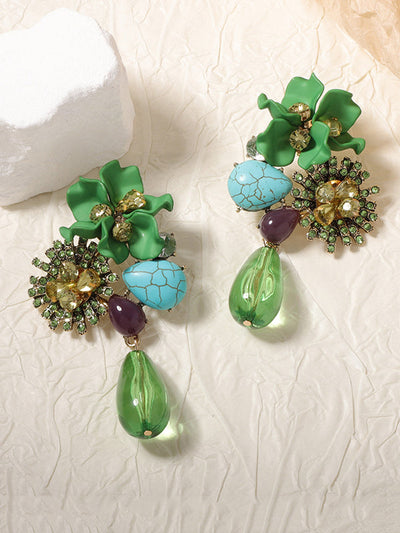 Flower Shape Geometric Water Drop Earrings Accessories