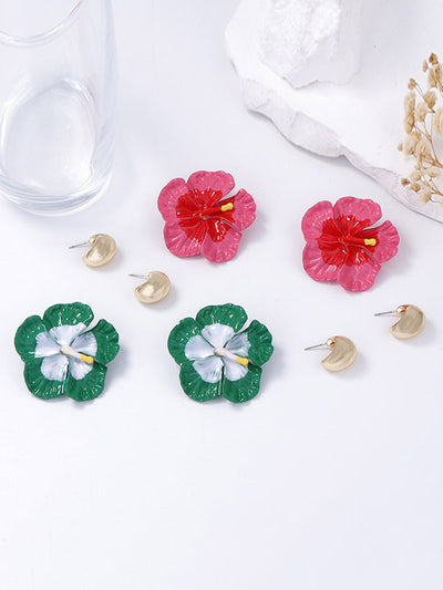 Flower Shape Earrings 3Pcs Accessories + Rings Accessories