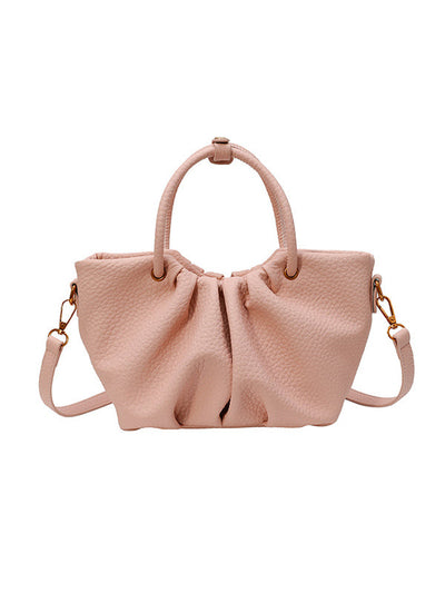 Pleated Solid Color Zipper Crossbody Bags Handbags