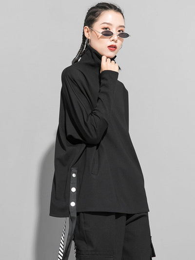 Original Solid Stand Collar T-Shirts Tops