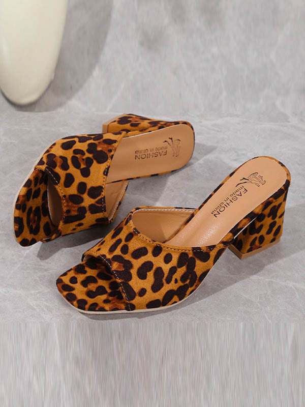 Leopard Open Toe Pumps Sandals Slippers