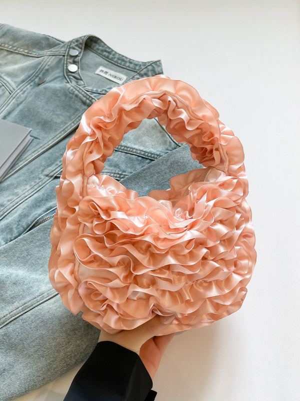 Ruffled Solid Color Mini Bags