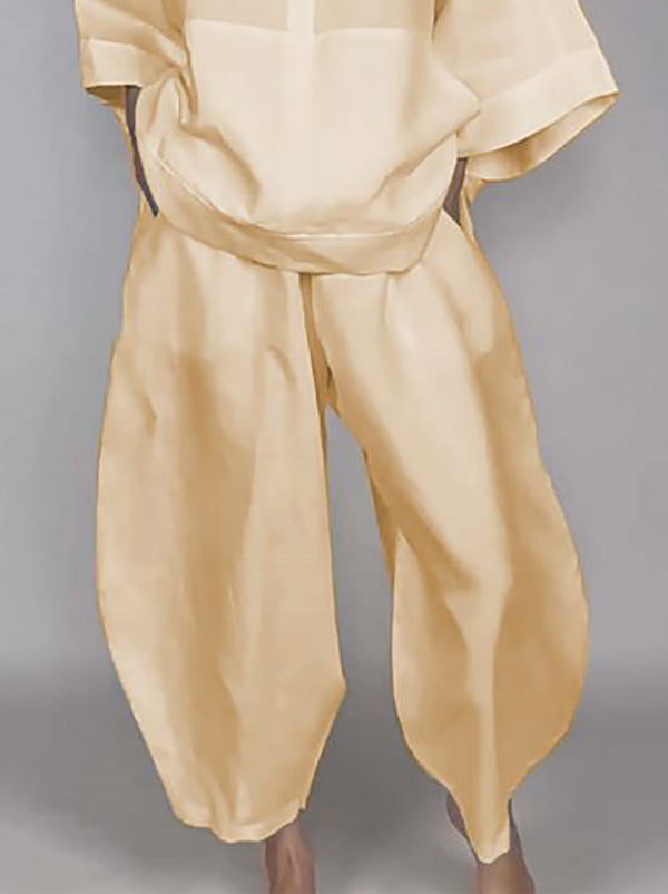 Loose Wide Leg Pockets Solid Color Pants Trousers