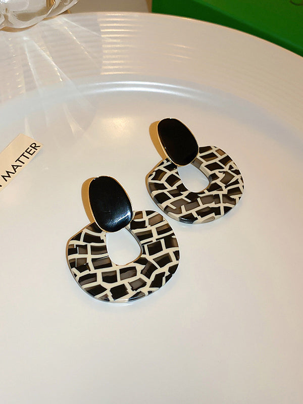 Contrast Color Geometric Drop Earrings