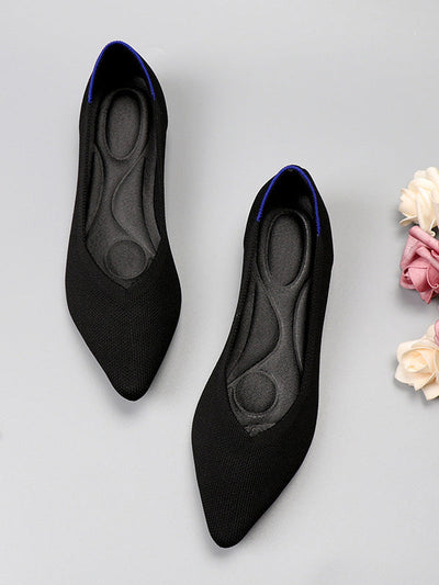Pointed-Toe Shallow Cut Split-Joint Flat Shoes