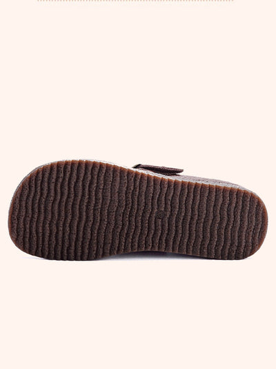 Women Casual Pure Color Leather Low Heel Shoes