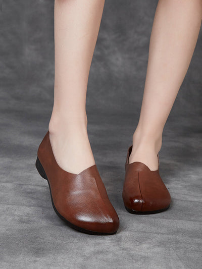 Women Casual Soft Genuine Leather Low Heel Shoes