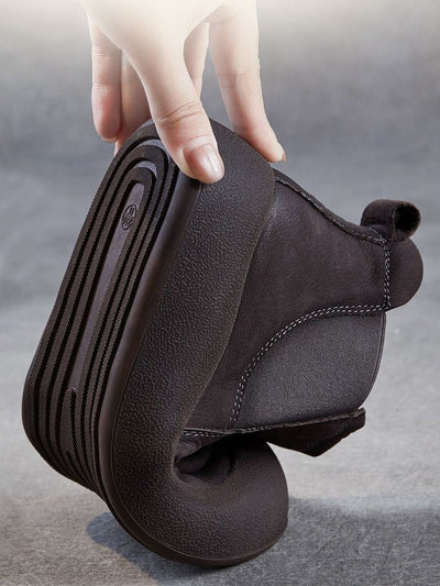 Women Retro Genuine Leather Spliced Ankle Boots