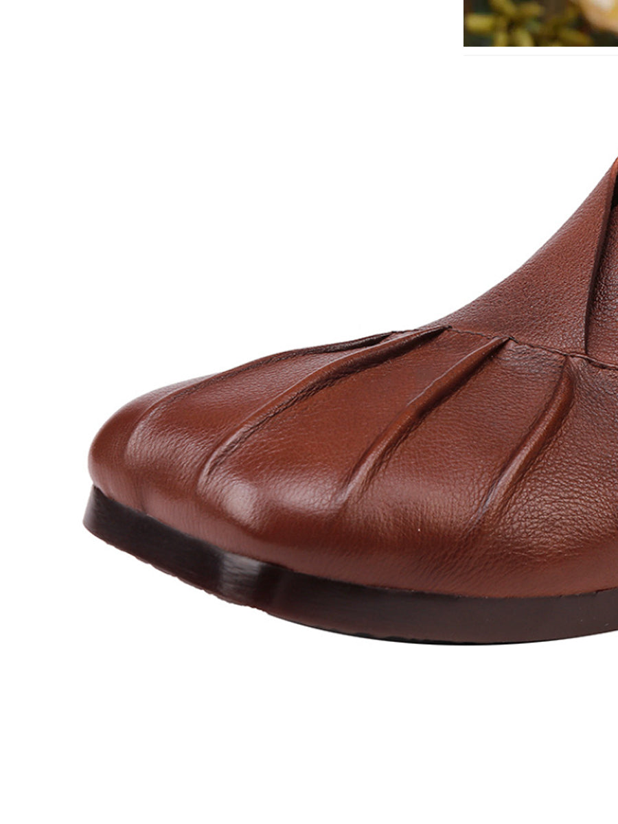 Women Autumn Soft Leather Spliced Shoes