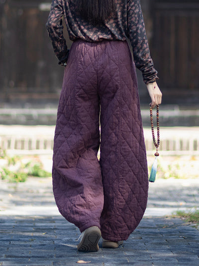 Women Winter Casual Pure Color Padded Bloomers