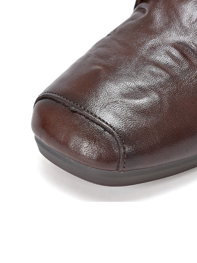 Women Autumn Genuine Leather Low Heel Ankle Boots