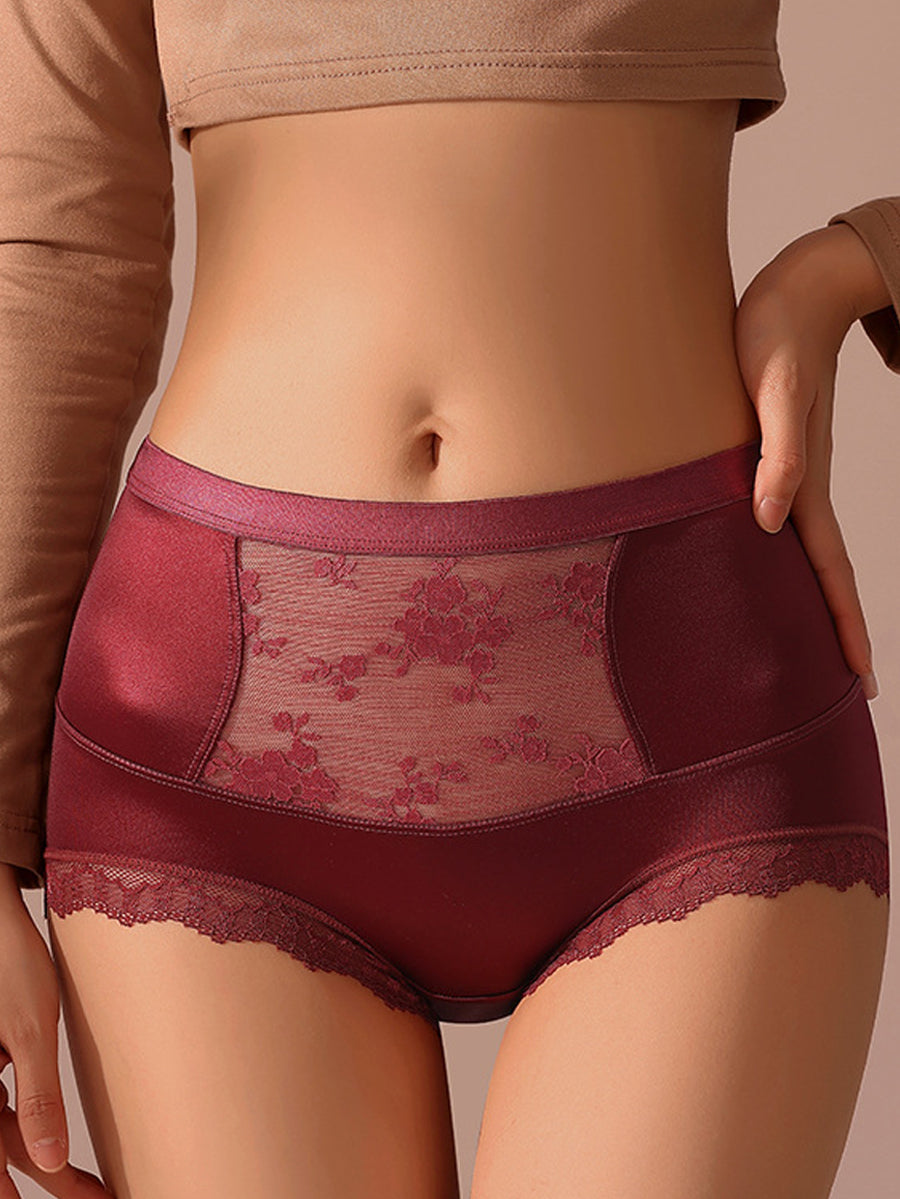 5 Pieces Women Artsy Lace High Waist Underwear