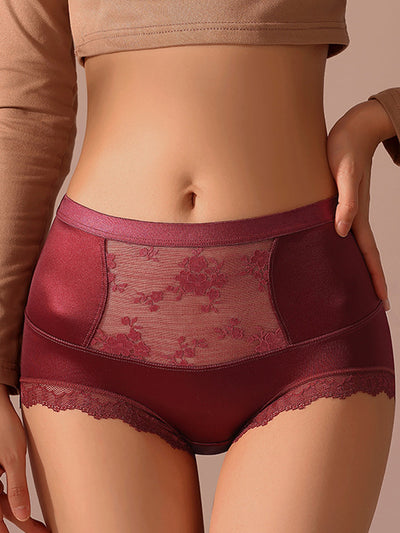 5 Pieces Women Artsy Lace High Waist Underwear