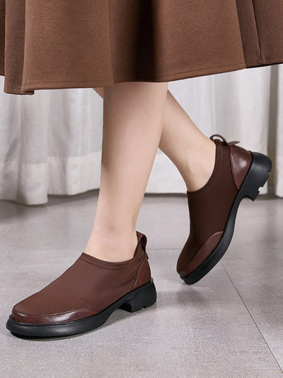 Women Winter Casual Leather Spliced Low Heel Shoes