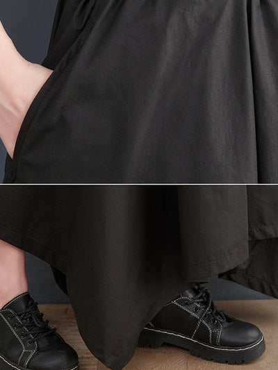 Cropped A-Line Drawstring Solid Color Pants Culotte