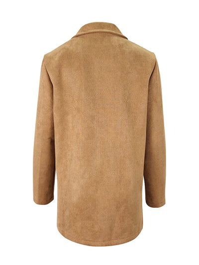 Long Sleeves Loose Buttoned Solid Color Split-Joint Notched Collar Blazer Outerwear