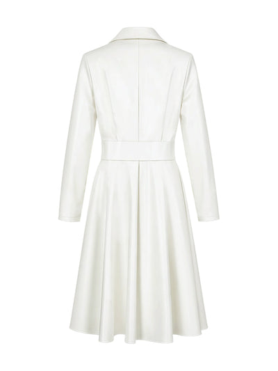 Long Sleeves Skinny Soft Zipper Lapel Midi Dresses