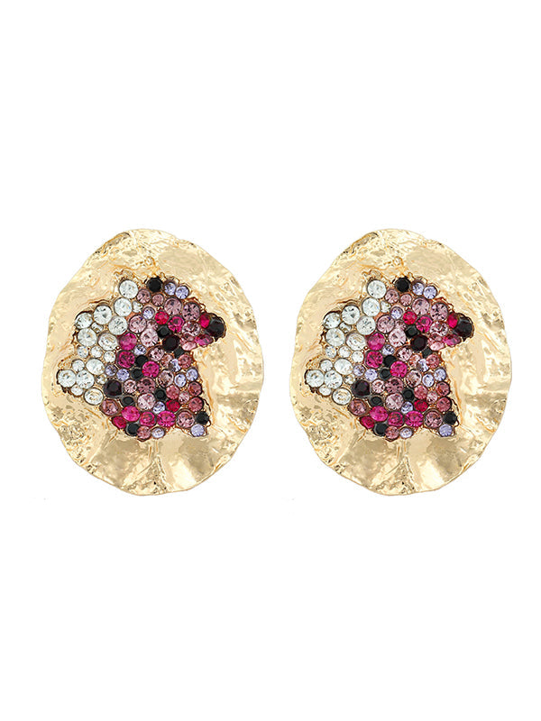 Irregularity Geometric Rhinestone Shiny Earrings Accessories