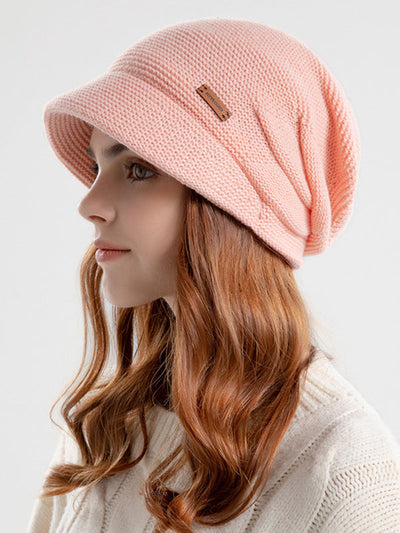 Flat Brim Solid Color Split-Joint Hats Knitted Hats