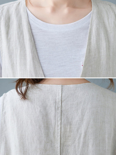 Simple Loose V-Neck Solid Color Vest