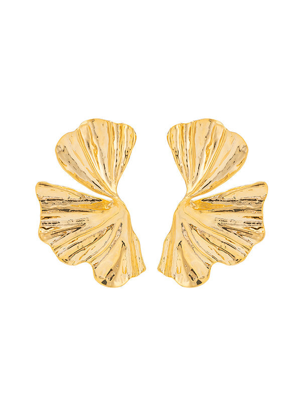 Geometric Pleated Solid Color Earrings Accessories