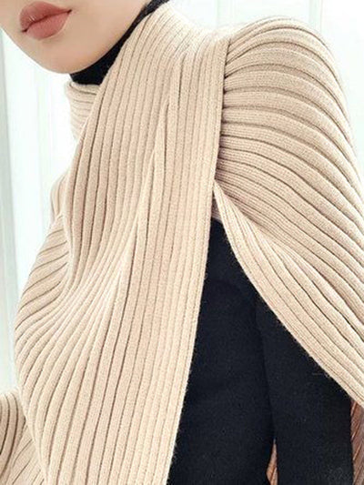 Loose Asymmetric Solid Color Split-Joint High Neck Sweater Tops