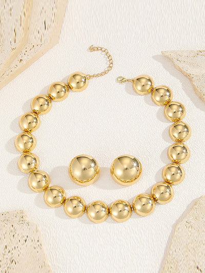 Beaded Solid Color Split-Joint Necklaces + Earrings Accessories Three Pieces