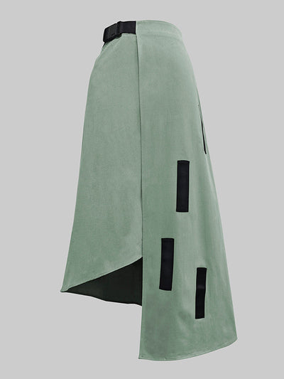 A-Line Loose Asymmetric Elasticity Pockets Split-Joint Skirts Bottoms