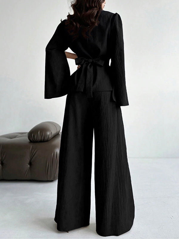 High Waisted Loose Solid Color Split-Joint Pants Trousers