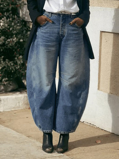 Harem Pants Pleated Split-Joint Jean Pants Bottoms