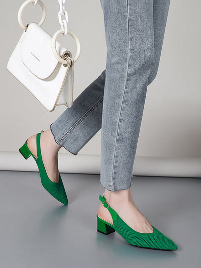 Belt Buckle Hollow Pointed-Toe Split-Joint Pumps Sandals Slider Sandals