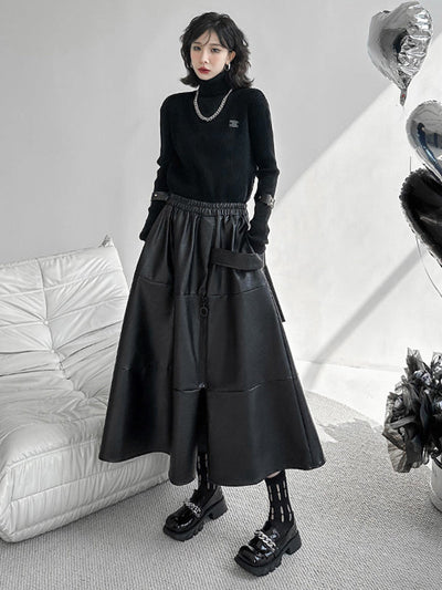 A-Line Hipster Solid Color Split-Joint Zipper Skirts Bottoms